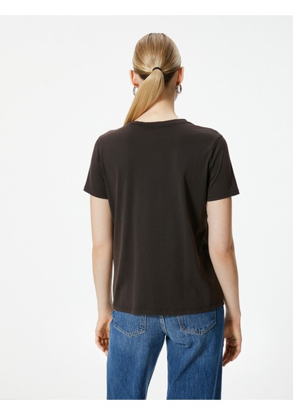 Bisiklet Yaka Tişört Kısa Kollu Soluk Efektli Pamuklu fırsatları