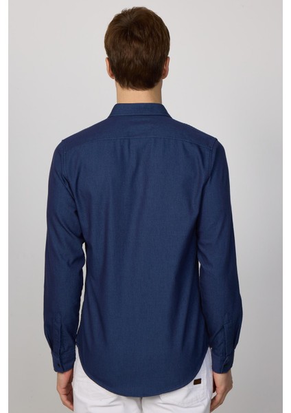 Slim Fit Gündelik Denim Lacivert Erkek Gömlek indirimleri