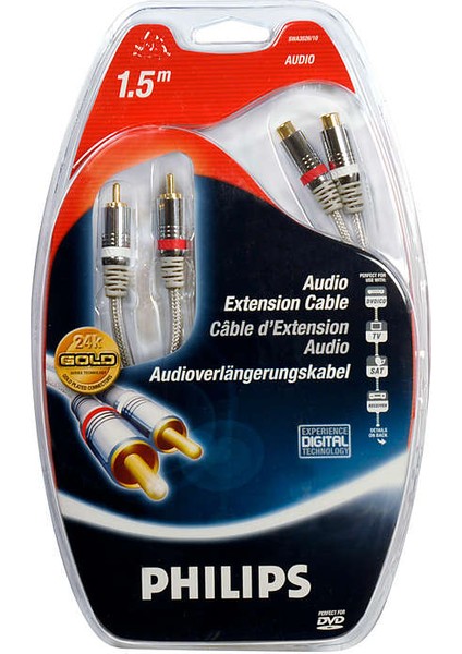 Phılıps SWA3526 2rca Erkek 2rca Dişi Ses Uzatma Kablosu 1,5metre