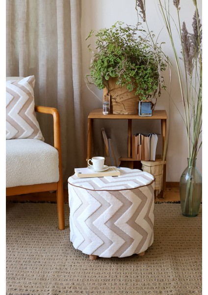 Yıkanabilir Kılıflı Puf Köşegen Iskandinav Bohem Punch Bench Orta Sehpa Koltuk Tabure Line Bej modelleri