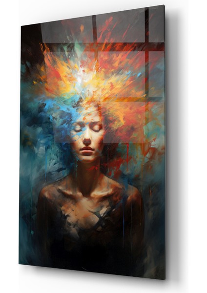 Kadın Portre Modern Sanat Dekoratif Cam Tablo 2 modelleri