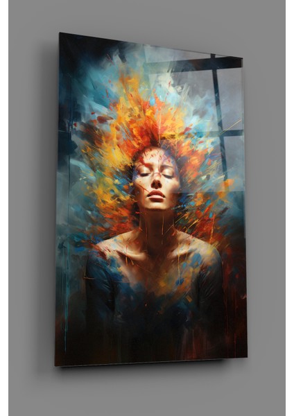 Kadın Portre Modern Sanat Dekoratif Cam Tablo 1 fiyatları