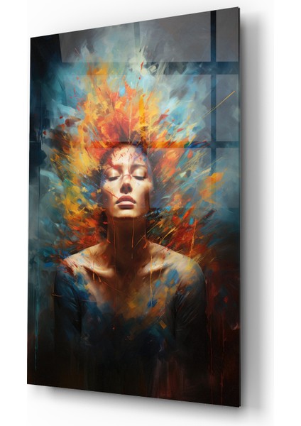 Kadın Portre Modern Sanat Dekoratif Cam Tablo 1 modelleri