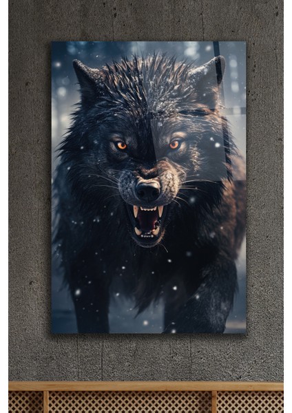 Siyah Kurt Cam Tablo 2
