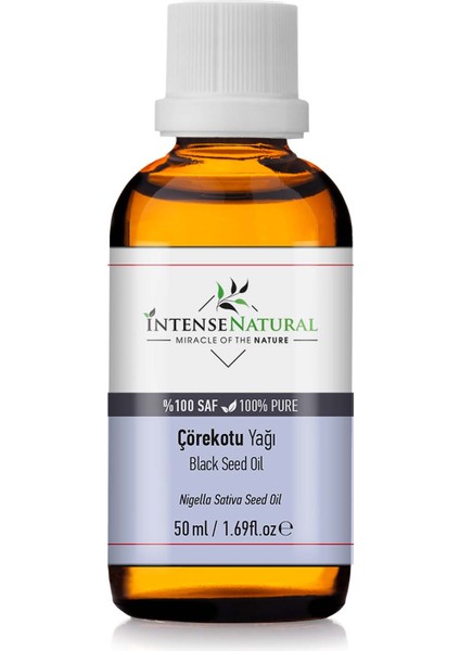 Intense Natural Çörek Otu Yağı Soğuk Sıkım 50 ml %100 Saf ve Doğal Çörekotu Black Seed Carrier Oil