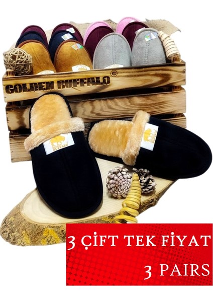 3 Çift Kaliteli KARIŞIK RENK Ev Terliği Yünlü Misafir Çeyiz Bohça Gelin Damat Terliği fiyatları