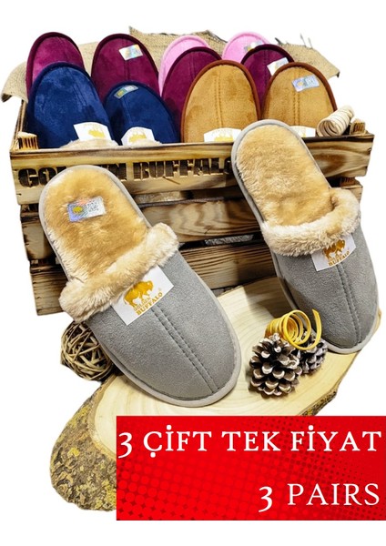 3 Çift Kaliteli KARIŞIK RENK Ev Terliği Yünlü Misafir Çeyiz Bohça Gelin Damat Terliği indirimleri