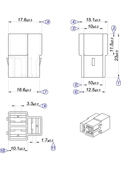 Konnektör Kılıfı - 3 Lü Erkek Konnektör 10 Adet (KE3207)