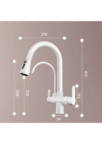 Mutfak Evye Bataryası Smart Dual Flow Su Arıtma Çıkışlı Mat Beyaz Dokunmatik Spiralli 7 Yıl Garanti fırsatları