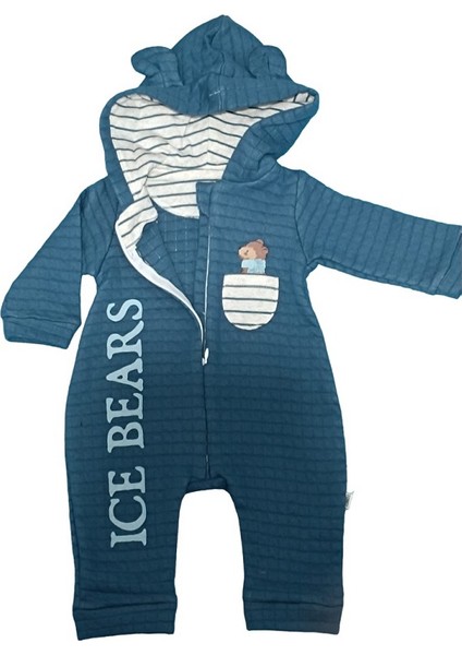 4861T Erkek Bebek Ice Bears Baskılı Tulum