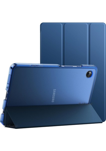 Samsung Galaxy A9 8.7 Inç SM-X110 Tablet Kılıfı Akıllı Smart Uyku Modlu Katlanabilir Arkası Renkli Kapaklı Standlı Şeffaf Kılıf SM-X113 X115 X117