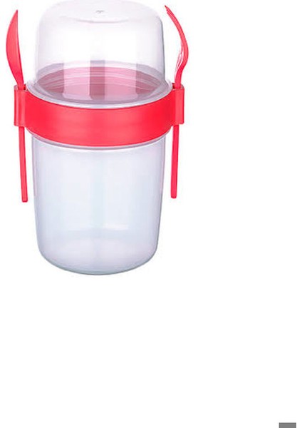 Çift Hazneli - Çatal Kaşıklı Portatif Müsli -Atıştırmalık Kabı 1100 ml