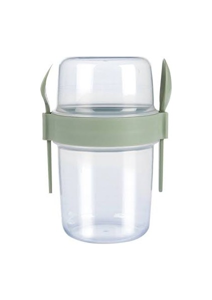 Çift Hazneli - Çatal Kaşıklı Portatif Müsli -Atıştırmalık Kabı 1100 ml
