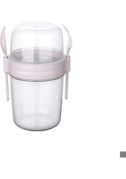 Çift Hazneli - Çatal Kaşıklı Portatif Müsli -Atıştırmalık Kabı 1100 ml