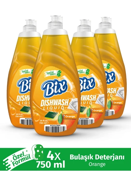 Bulaşık Deterjanı Elde  Yıkama 4 x 750 ml Portakal