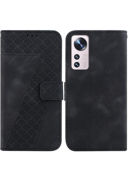 Telefon Kılıfı Için Xiaomi 12 PRO/12S Pro Pu Deri Kabartmalı Desen Çevirme Kartı (Yurt Dışından)
