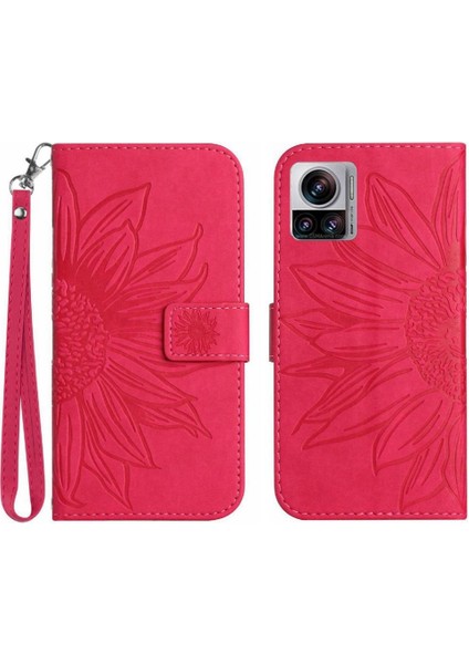 Motorola Edge 30 Için Kılıf Ultra Kabartmalı Ayçiçeği Kısa Kayış Kartı ile (Yurt Dışından)