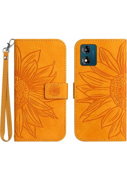 Motorola E13 Için Kart Yuvaları Tutucu ile Kabartmalı Ayçiçeği Flip Telefon (Yurt Dışından)