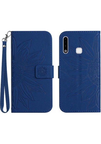 Kart Yuvaları Tutucu Kabartmalı Ayçiçeği Pu ile Samsung Galaxy A70E Için Kılıf (Yurt Dışından)