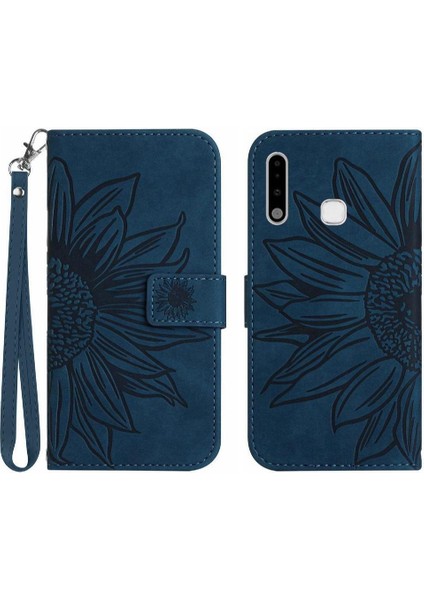 Kart Yuvaları Tutucu Kabartmalı Ayçiçeği Pu ile Samsung Galaxy A70E Için Kılıf (Yurt Dışından)