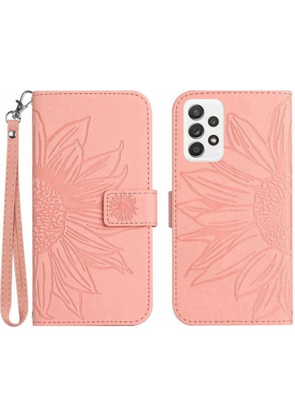 Kart Yuvaları Tutucu ile Samsung Galaxy CASE/A52S Kabartmalı Ayçiçeği Için Kılıf (Yurt Dışından)