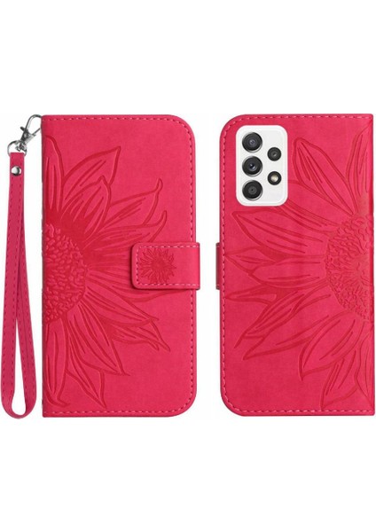 Kart Yuvaları Tutucu ile Samsung Galaxy CASE/A52S Kabartmalı Ayçiçeği Için Kılıf (Yurt Dışından)