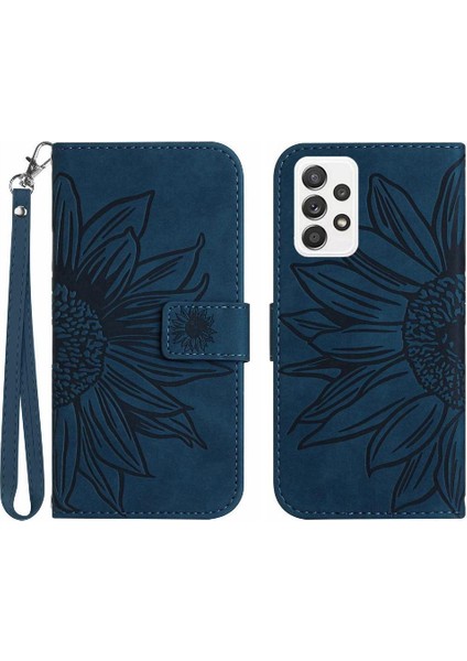 Kart Yuvaları Tutucu ile Samsung Galaxy CASE/A52S Kabartmalı Ayçiçeği Için Kılıf (Yurt Dışından)