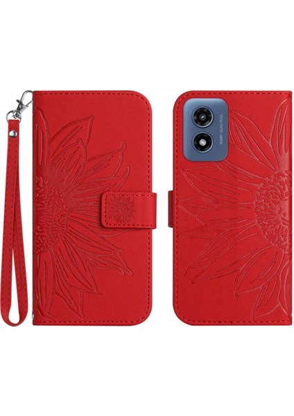 Motorola Moto G Oynamak Için Kılıf Kart Yuvaları ile 4g 2024 Kabartmalı Ayçiçeği (Yurt Dışından)