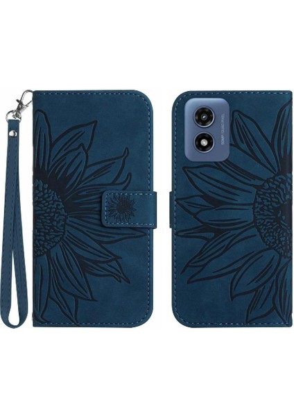 Motorola Moto G Oynamak Için Kılıf Kart Yuvaları ile 4g 2024 Kabartmalı Ayçiçeği (Yurt Dışından)