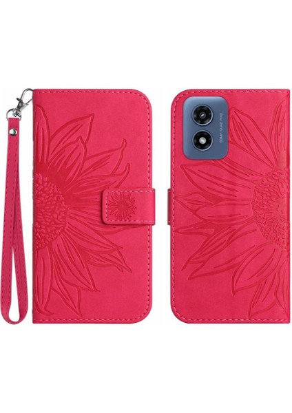 Motorola Moto G Oynamak Için Kılıf Kart Yuvaları ile 4g 2024 Kabartmalı Ayçiçeği (Yurt Dışından)