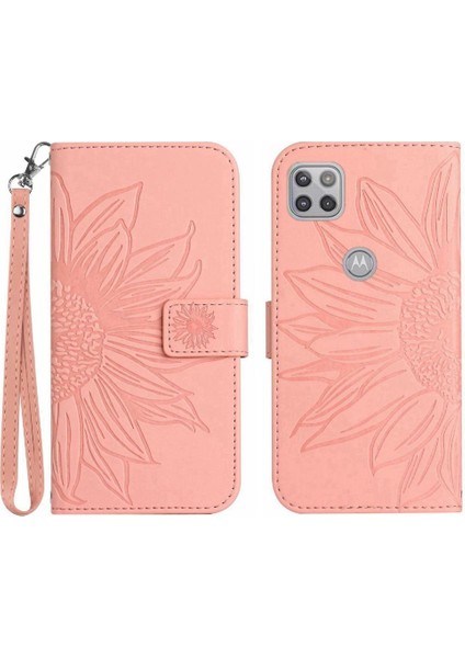 Motorola Moto G 5g Flip Cüzdan Telefon Kılıfı Için Kılıf Kısa Kayış Kabartmalı Pu (Yurt Dışından)