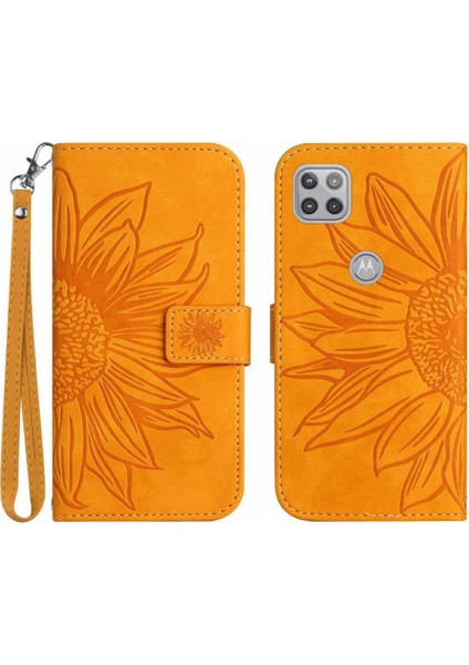 Motorola Moto G 5g Flip Cüzdan Telefon Kılıfı Için Kılıf Kısa Kayış Kabartmalı Pu (Yurt Dışından)