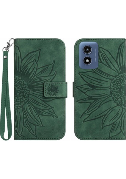 Motorola Moto G Oynamak Için Kılıf Kart Yuvaları ile 4g 2024 Kabartmalı Ayçiçeği (Yurt Dışından)