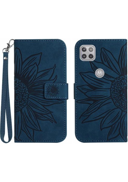 Motorola Moto G 5g Flip Cüzdan Telefon Kılıfı Için Kılıf Kısa Kayış Kabartmalı Pu (Yurt Dışından)