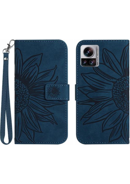 Motorola Edge 30 Için Kılıf Ultra Kabartmalı Ayçiçeği Kısa Kayış Kartı ile (Yurt Dışından)