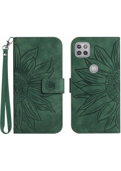 Motorola Moto G 5g Flip Cüzdan Telefon Kılıfı Için Kılıf Kısa Kayış Kabartmalı Pu (Yurt Dışından)