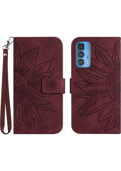 Motorola Kenar 20 Pro Için Kılıf Kart Yuvaları Tutucu ile Kısa Kayış Kabartmalı (Yurt Dışından)