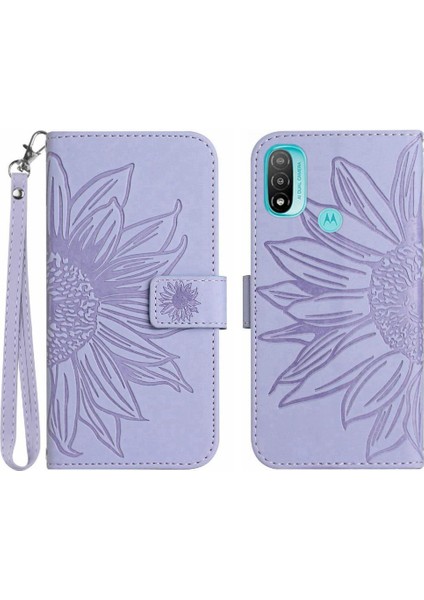 Motorola Moto E20/E30/E40 Lüks Pu Deri Kısa Kayış Kabartmalı (Yurt Dışından)