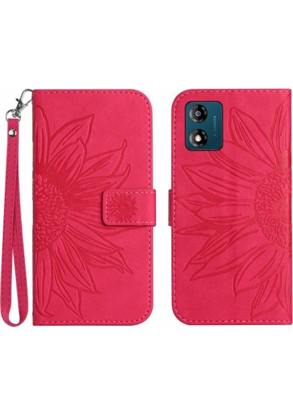 Motorola E13 Için Kart Yuvaları Tutucu ile Kabartmalı Ayçiçeği Flip Telefon (Yurt Dışından)