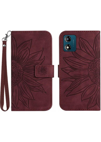 Motorola E13 Için Kart Yuvaları Tutucu ile Kabartmalı Ayçiçeği Flip Telefon (Yurt Dışından)