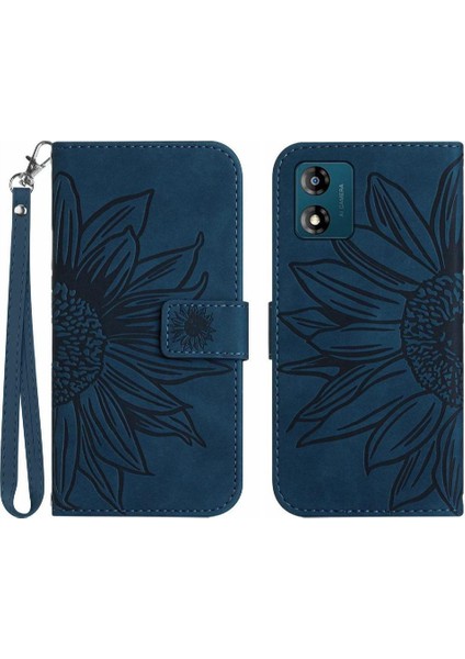 Motorola E13 Için Kart Yuvaları Tutucu ile Kabartmalı Ayçiçeği Flip Telefon (Yurt Dışından)