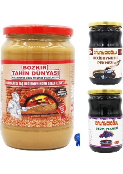 Bozkır Tahin Dünyası Kavrulmuş Tahin Cam 700 gr - Keçiboynuz Pekmezi Cam 800 gr - Üzüm Pekmezi Cam 800G