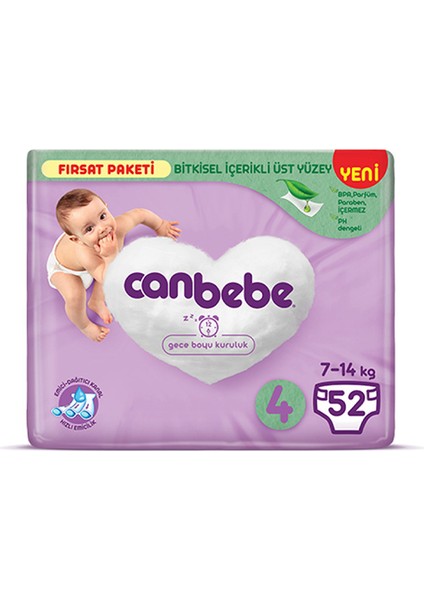 Bebek Bezi Fırsat Paketi 4 Beden Maxi (7-14 Kg) 52 Adet