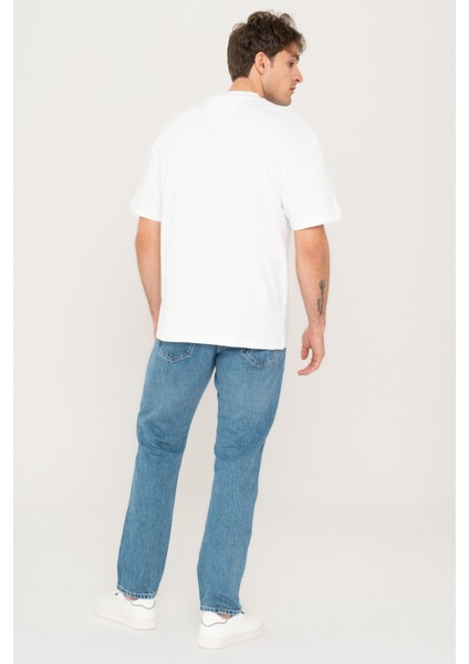 O Yaka Rahat Kesim Beyaz Erkek T-Shirt 12255604 fiyatları