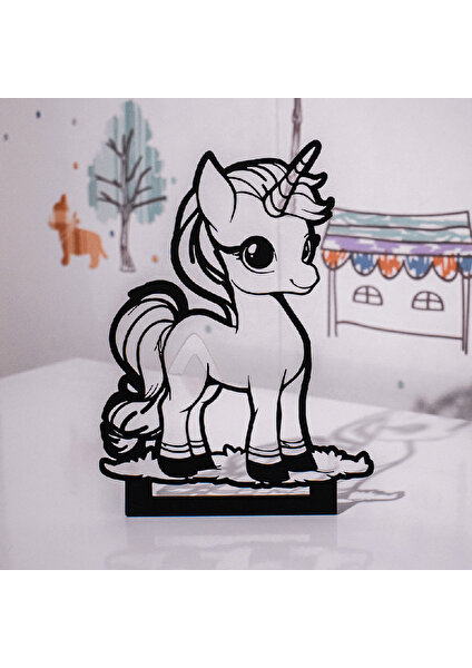 Woody Metal Unicorn Masa Süsü, Masaüstü Süs Eşyası, Biblo, Ofis Dekorasyonu, Dekoratif Aksesuar,  Masaüstü Ofis Hediyesi Yılbaşı Süsleri, Dekoratif Obje, Kafe Restoran Dekorasyon