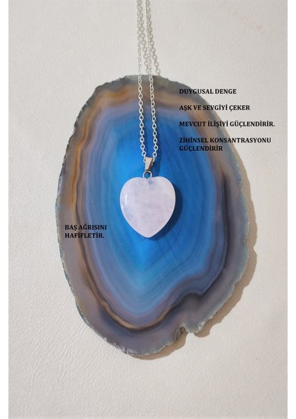 Pembe Kuvars Kalp Doğaltaş Kolye