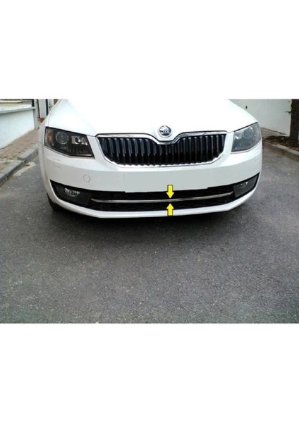 Skoda Octavia A7 Krom Ön Tampon Çıtası 1 Parça 2013 Üzeri Paslanm