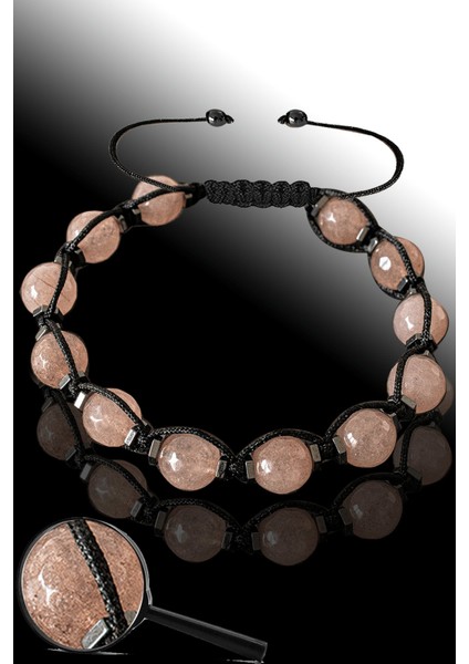 Hematitli Fasetli Güneş Taşı Ayarlamalı Bileklik