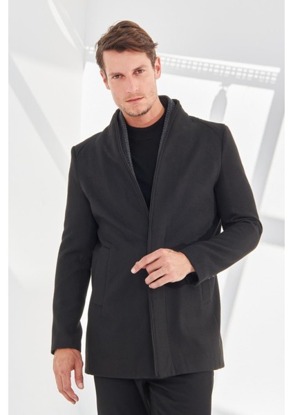 Erkek Dar Kesim Uzun Kaşe Kaban