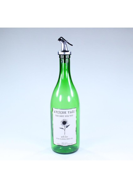 Yağdanlık Sosluk Sirkelik Özel Akıtıcılı Çimen Yeşili Ay Çiçek Etiketli 750 ml